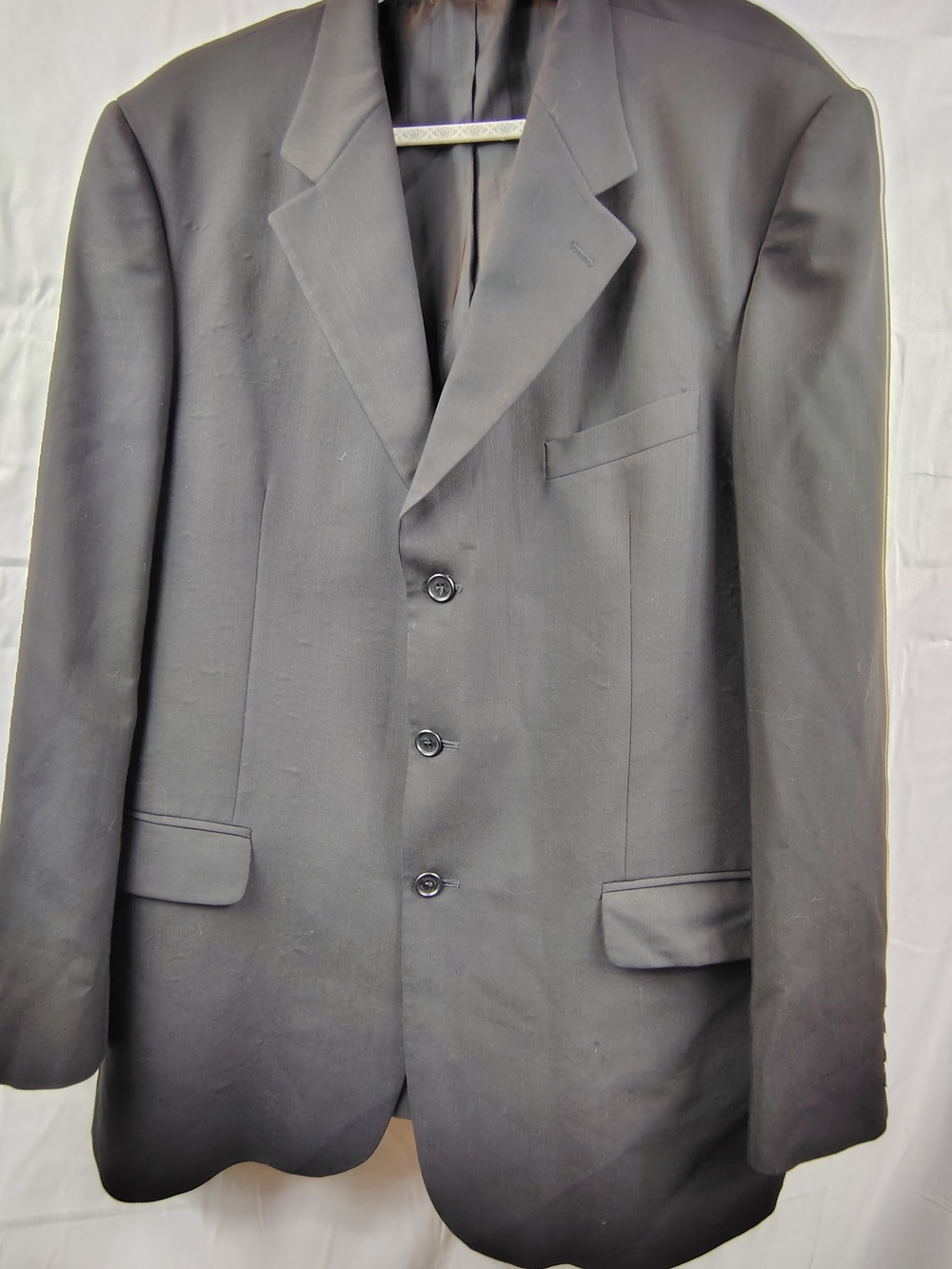 Bernini Beverly Hills Mens Black ZIGNONE Wool Blazer 44L 3 Button Made in Italy